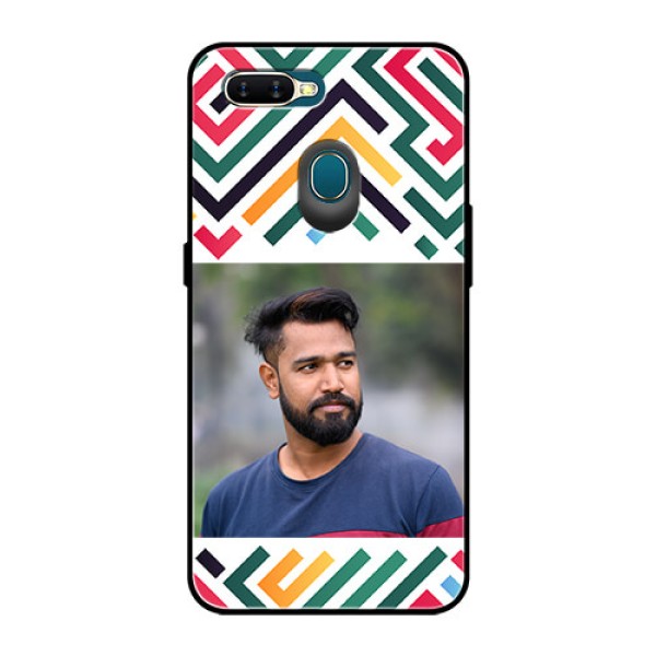 Oppo A7 Personalized Glass Phone Case - Colorful Maze Pattern Design Oppo A7 Personalized Glass Phone Case - Colorful Maze Pattern Design
