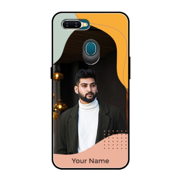Oppo A7 Personalized Glass Phone Case - Tri-coloured overlay design Oppo A7 Personalized Glass Phone Case - Tri-coloured overlay design