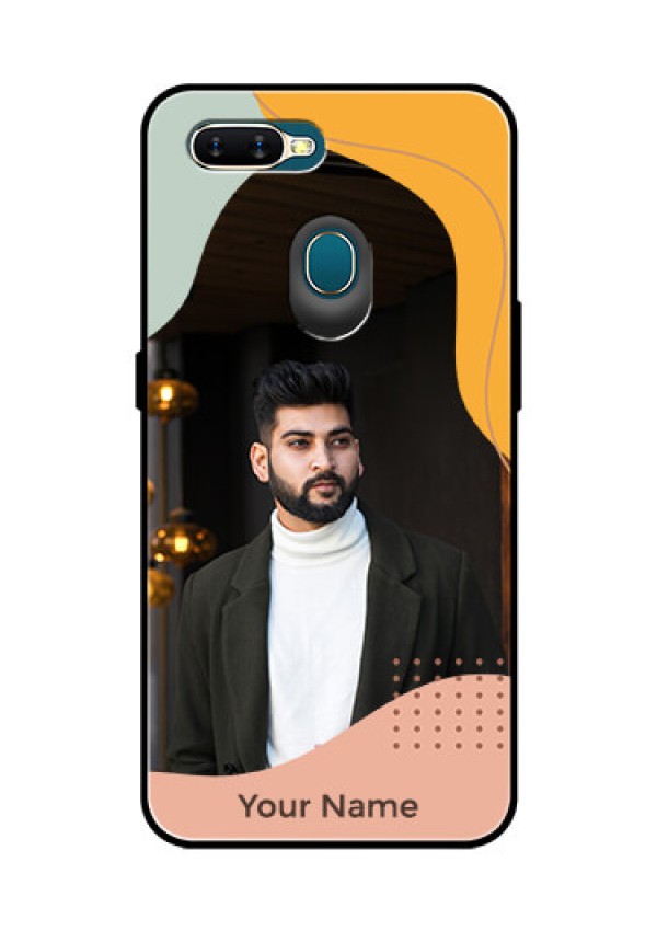 Oppo A7 Personalized Glass Phone Case - Tri-coloured overlay design