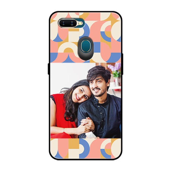 Oppo A7 Photo Printing on Glass Case - Semi-circle Maze Pattern Design