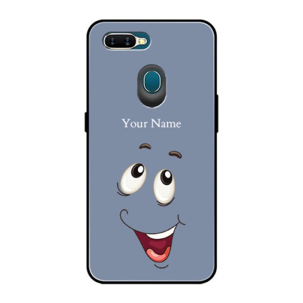 Oppo A7 Photo Printing on Glass Case - Laughing Cartoon Face Design
