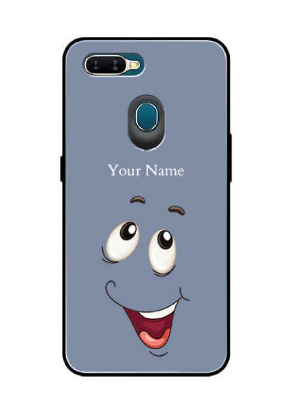 Oppo A7 Photo Printing on Glass Case - Laughing Cartoon Face Design