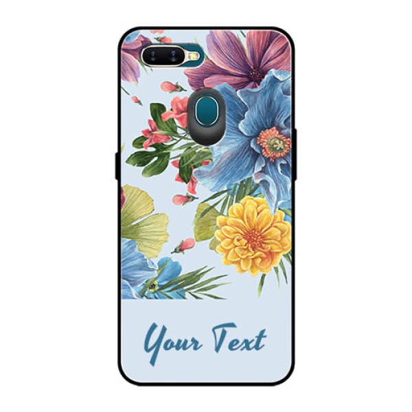 Oppo A7 Custom Glass Mobile Case - Stunning Watercolored Flowers Painting Design Oppo A7 Custom Glass Mobile Case - Stunning Watercolored Flowers Painting Design