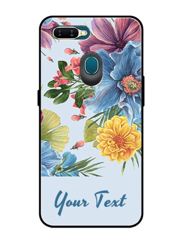 Custom Oppo A7 Custom Glass Mobile Case - Stunning Watercolored Flowers Painting Design