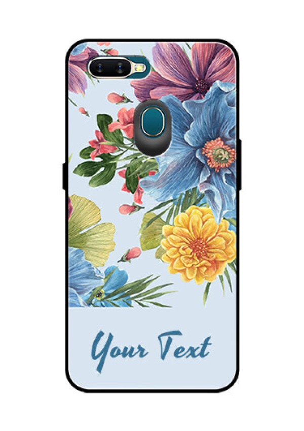 Oppo A7 Custom Glass Mobile Case - Stunning Watercolored Flowers Painting Design