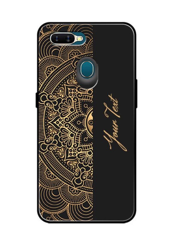 Oppo A7 Photo Printing on Glass Case - Mandala art with custom text Design