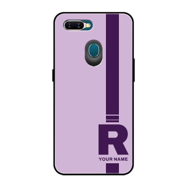Oppo A7 Photo Printing on Glass Case - Simple dual tone stripe with name Design Oppo A7 Photo Printing on Glass Case - Simple dual tone stripe with name Design