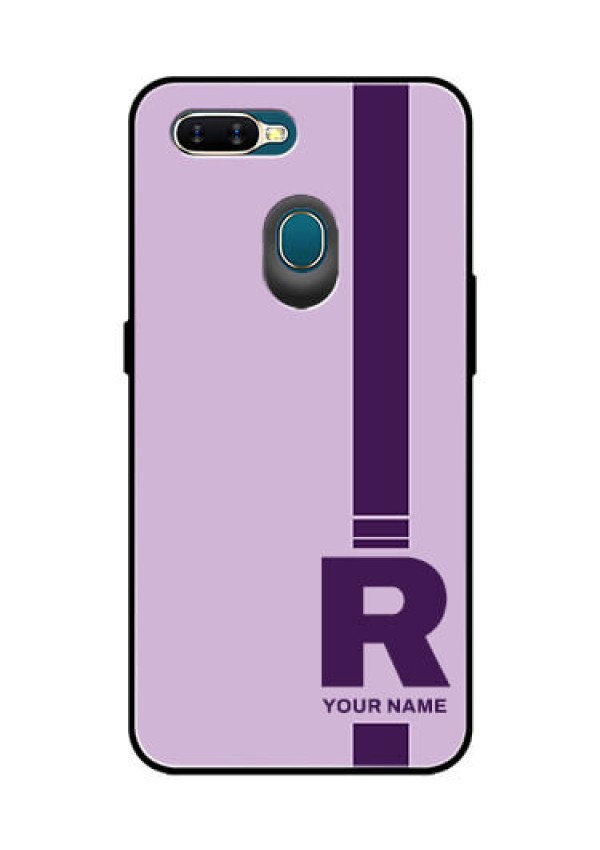 Oppo A7 Photo Printing on Glass Case - Simple dual tone stripe with name Design