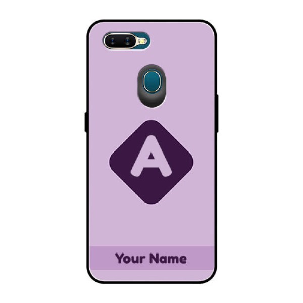 Oppo A7 Custom Glass Mobile Case - Custom Letter in curved badge Design