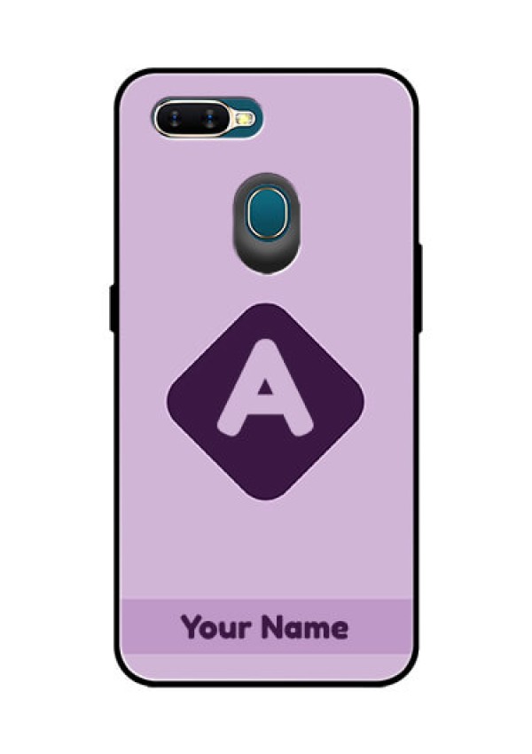 Oppo A7 Custom Glass Mobile Case - Custom Letter in curved badge Design