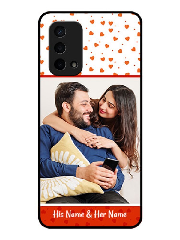 Custom Oppo A74 5G Custom Glass Phone Case - Orange Love Symbol Design