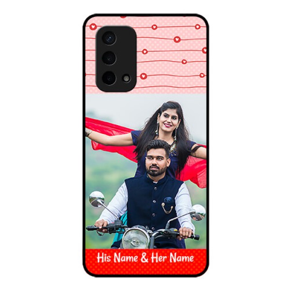 Oppo A74 5G Personalized Glass Phone Case - Red Pattern Case Design