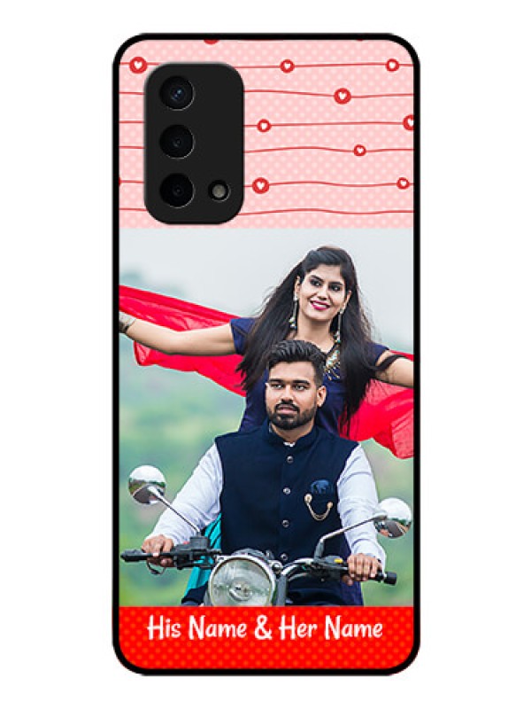Custom Oppo A74 5G Personalized Glass Phone Case - Red Pattern Case Design