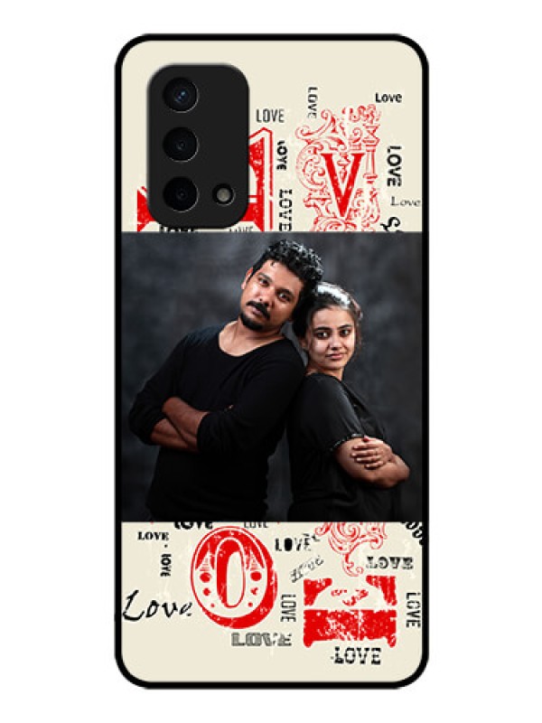 Custom Oppo A74 5G Photo Printing on Glass Case - Trendy Love Design Case