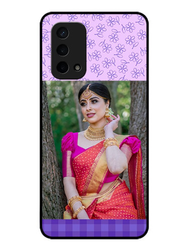 Custom Oppo A74 5G Custom Glass Phone Case - Purple Floral Design