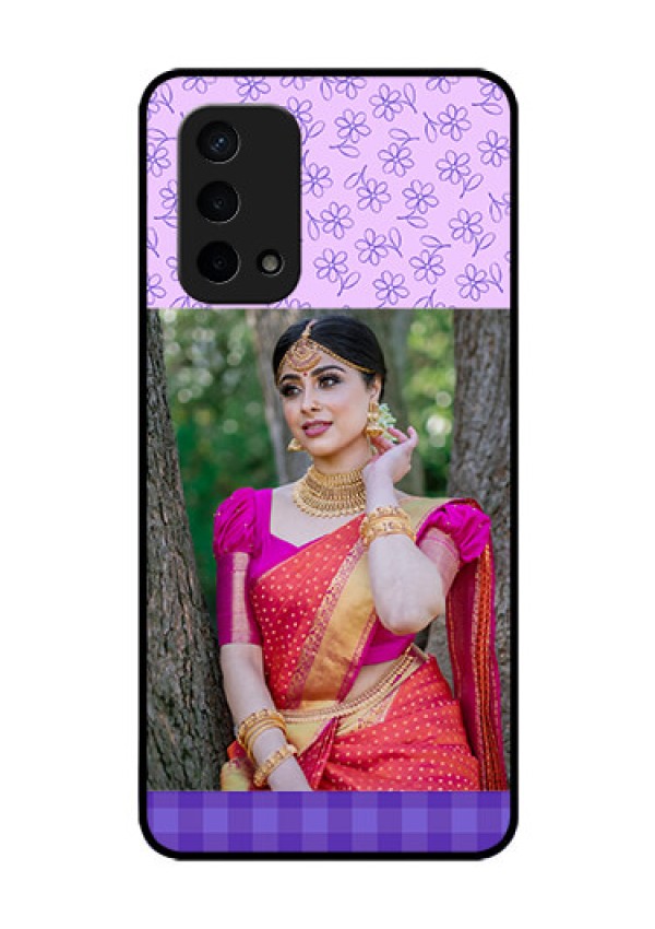 Oppo A74 5G Custom Glass Phone Case - Purple Floral Design