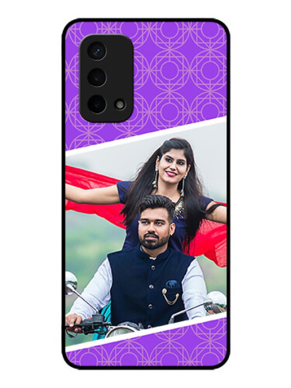 Custom Oppo A74 5G Custom Glass Phone Case - Violet Pattern Design