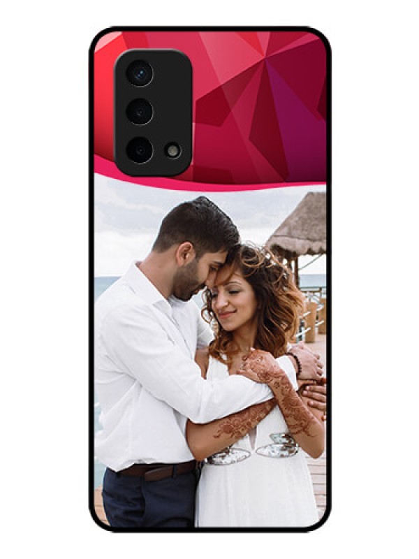 Custom Oppo A74 5G Custom Glass Mobile Case - Red Abstract Design