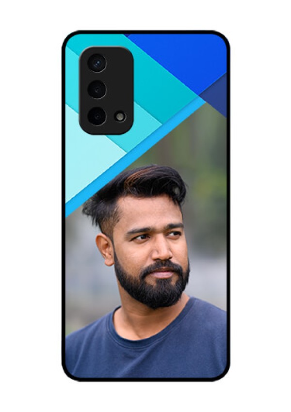 Oppo A74 5G Custom Glass Phone Case - Blue Pattern Design