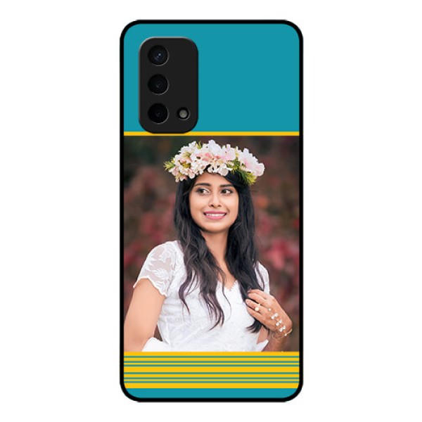 Oppo A74 5G Custom Glass Phone Case - Yellow & Blue Design