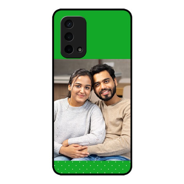 Oppo A74 5G Personalized Glass Phone Case - Green Pattern Design