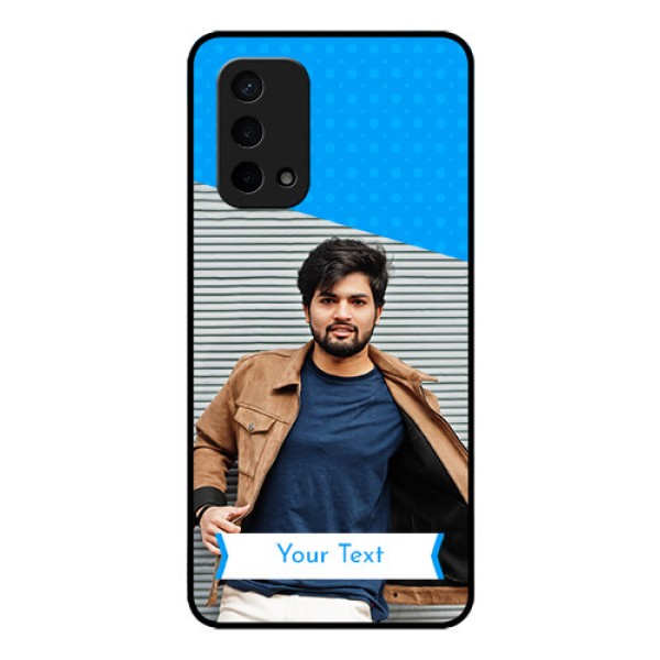 Oppo A74 5G Photo Printing on Glass Case - Simple Blue Color Design