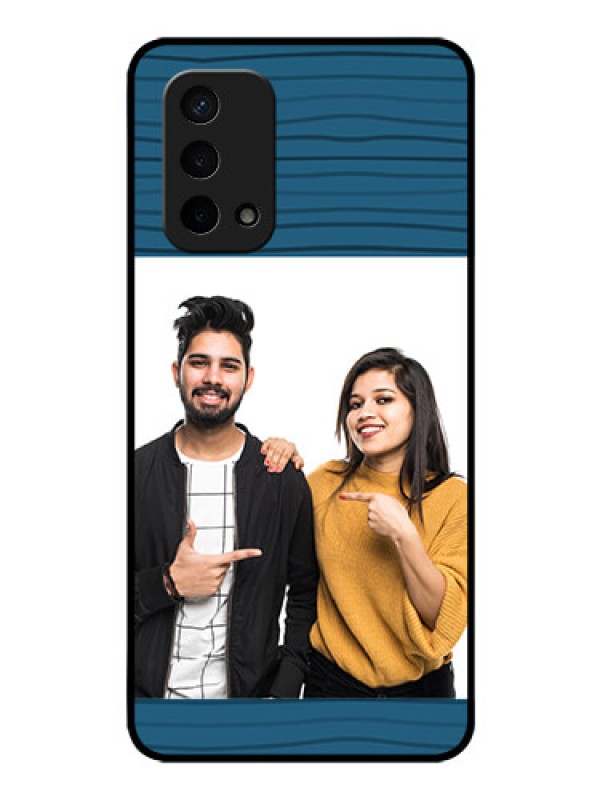 Custom Oppo A74 5G Custom Glass Phone Case - Blue Pattern Cover Design