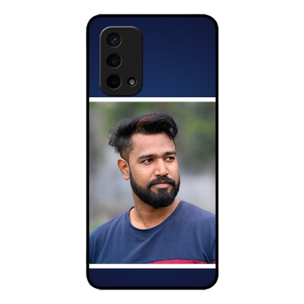 Oppo A74 5G Personalized Glass Phone Case - Simple Royal Blue Design Oppo A74 5G Personalized Glass Phone Case - Simple Royal Blue Design