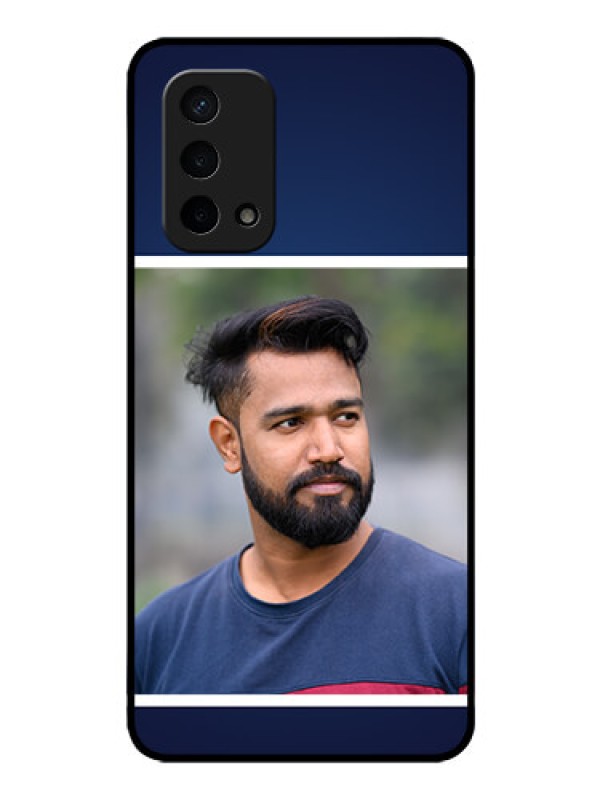 Custom Oppo A74 5G Personalized Glass Phone Case - Simple Royal Blue Design