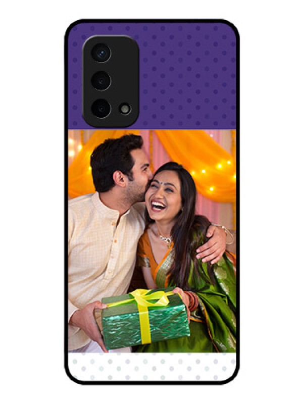 Custom Oppo A74 5G Personalized Glass Phone Case - Violet Pattern Design