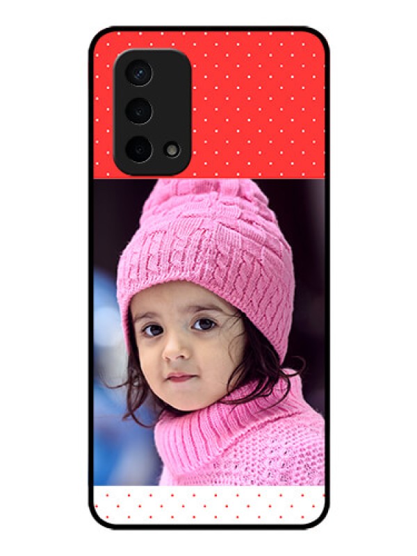 Custom Oppo A74 5G Photo Printing on Glass Case - Red Pattern Design