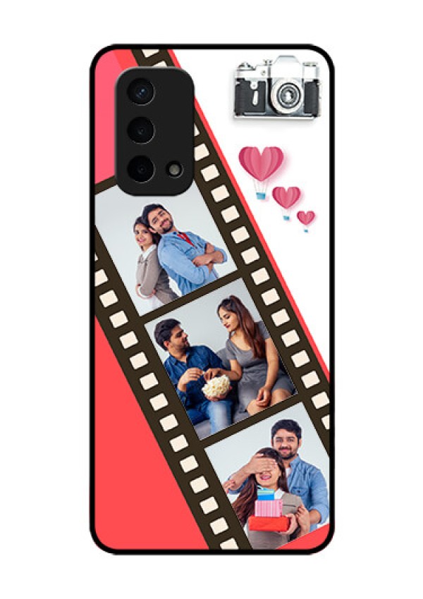 Oppo A74 5G Personalized Glass Phone Case - 3 Image Holder with Film Reel