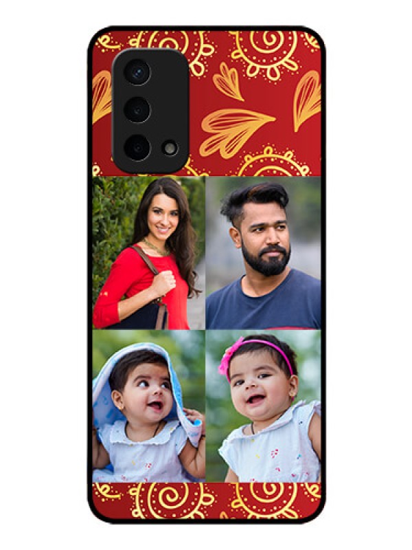 Custom Oppo A74 5G Photo Printing on Glass Case - 4 Image Traditional Design