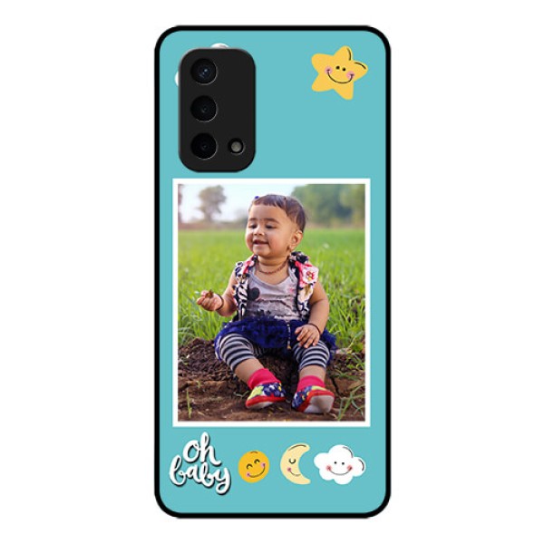 Oppo A74 5G Personalized Glass Phone Case - Smiley Kids Stars Design
