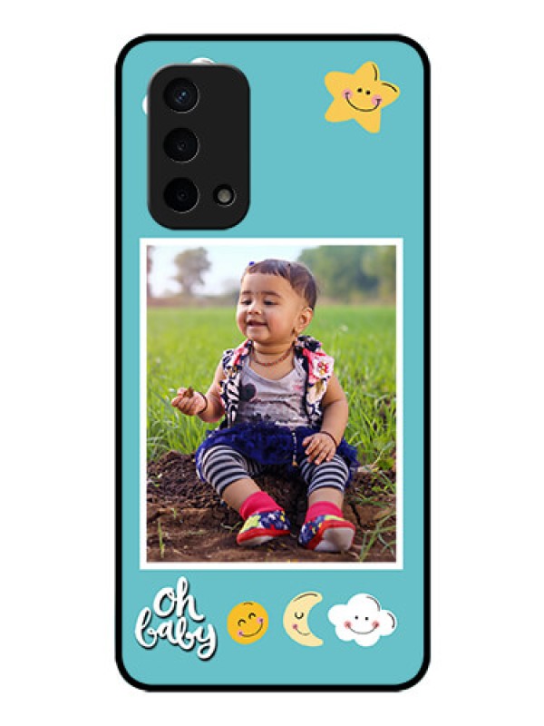 Custom Oppo A74 5G Personalized Glass Phone Case - Smiley Kids Stars Design