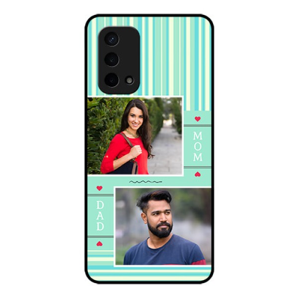 Oppo A74 5G Custom Glass Phone Case - Mom & Dad Pic Design