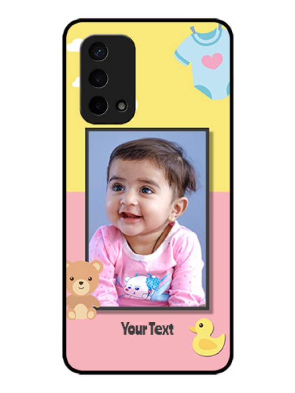 Custom Oppo A74 5G Photo Printing on Glass Case - Kids 2 Color Design