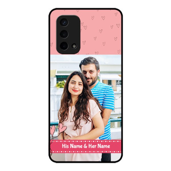 Oppo A74 5G Personalized Glass Phone Case - Love Design Peach Color Oppo A74 5G Personalized Glass Phone Case - Love Design Peach Color