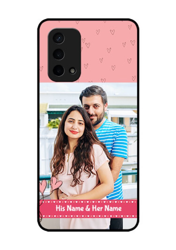 Oppo A74 5G Personalized Glass Phone Case - Love Design Peach Color