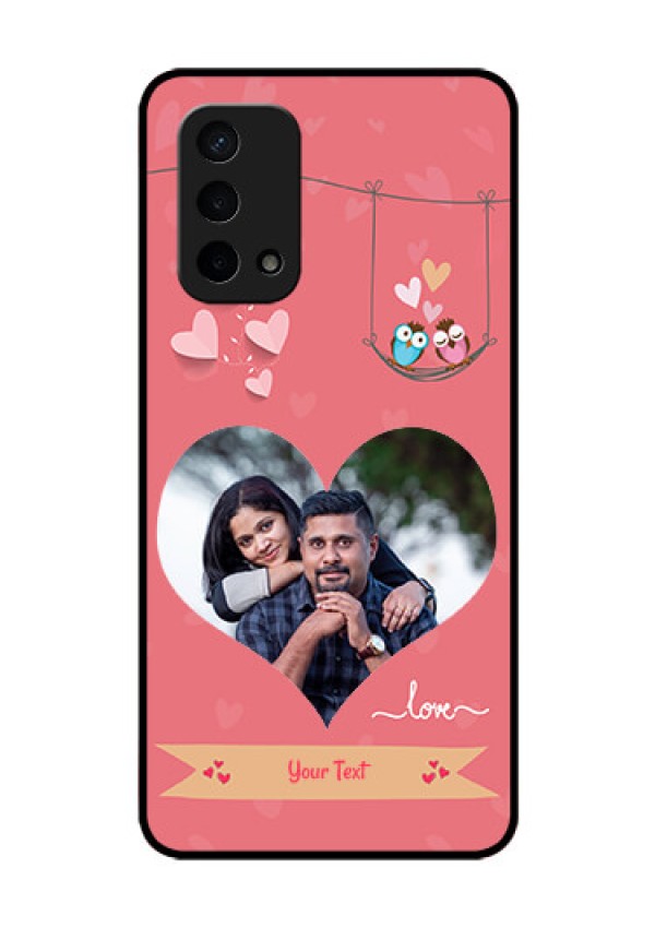 Oppo A74 5G Personalized Glass Phone Case - Peach Color Love Design