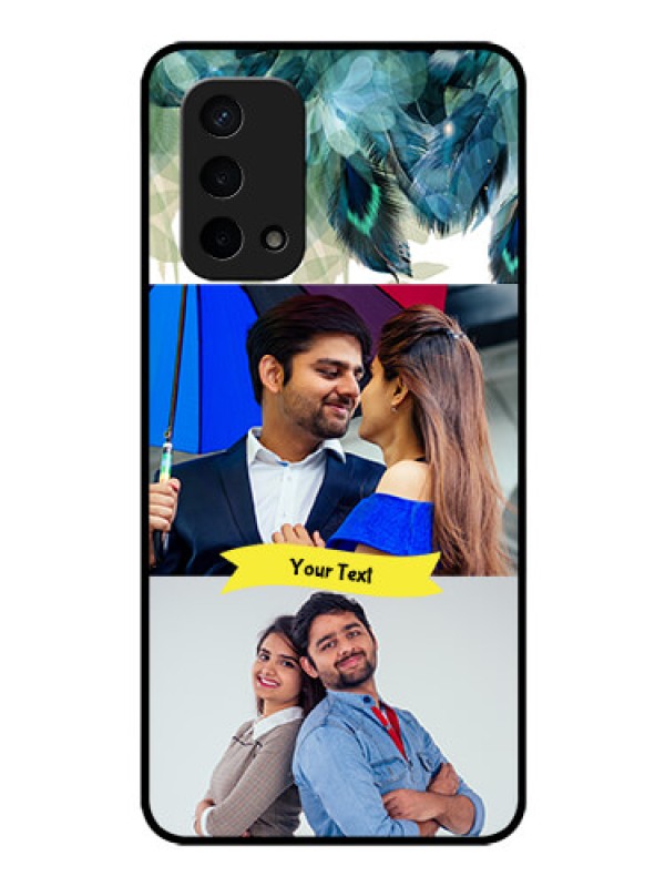 Custom Oppo A74 5G Personalized Glass Phone Case - Image with Boho Peacock Feather Design