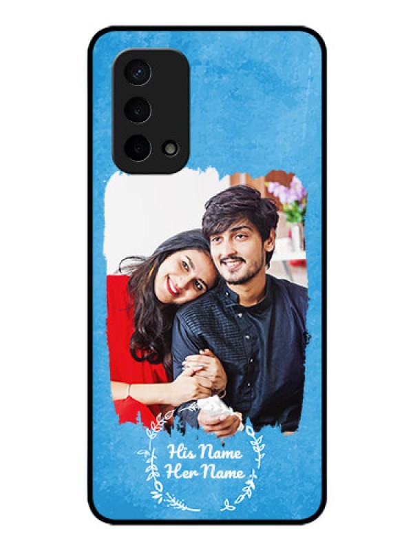 Custom Oppo A74 5G Custom Glass Phone Case - Blue Color Vintage Design