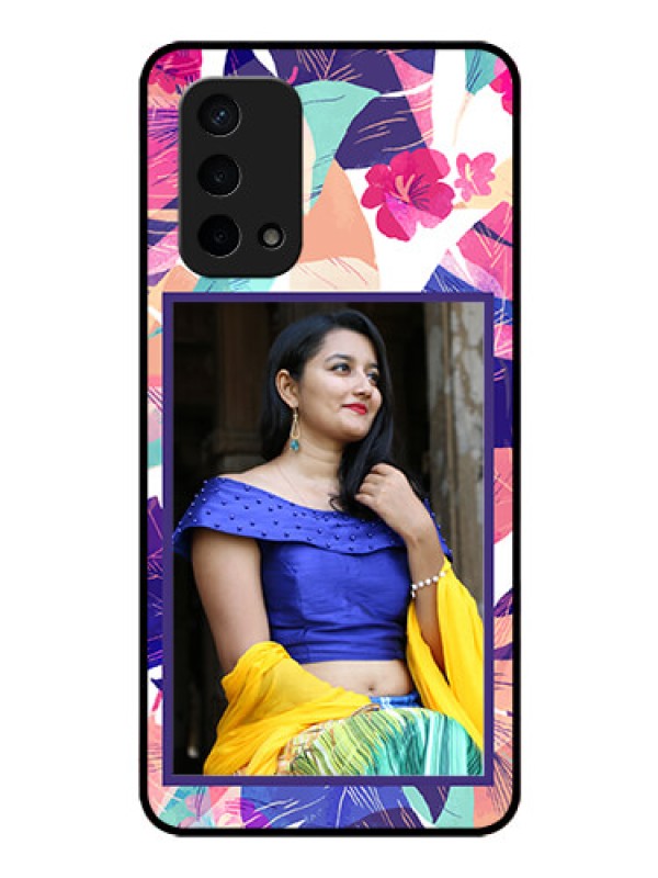 Custom Oppo A74 5G Custom Glass Mobile Case - Abstract Floral Design