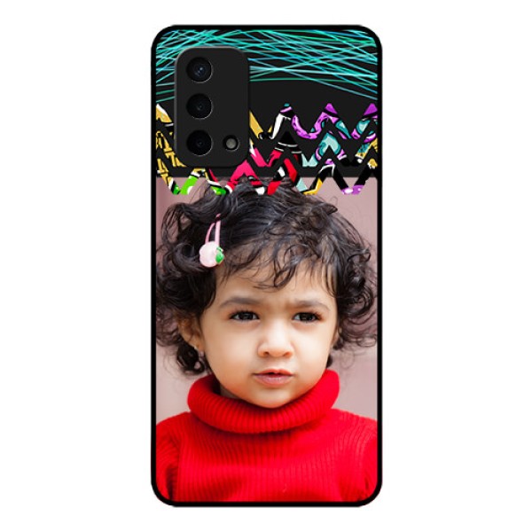 Oppo A74 5G Personalized Glass Phone Case - Neon Abstract Design