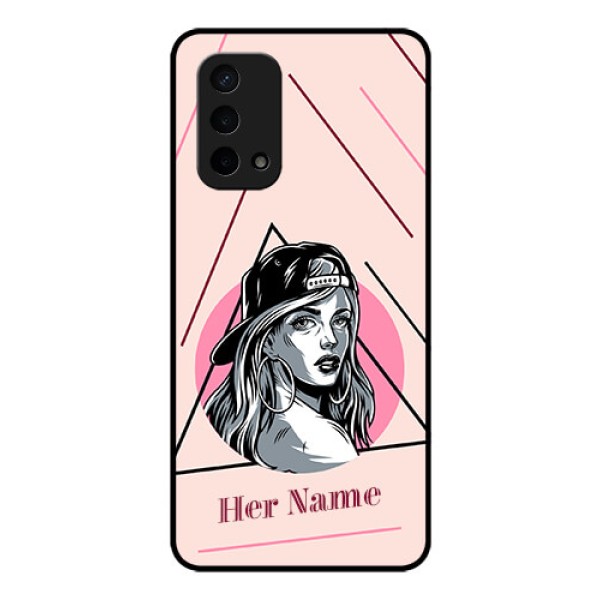 Oppo A74 5G Personalized Glass Phone Case - Rockstar Girl Design