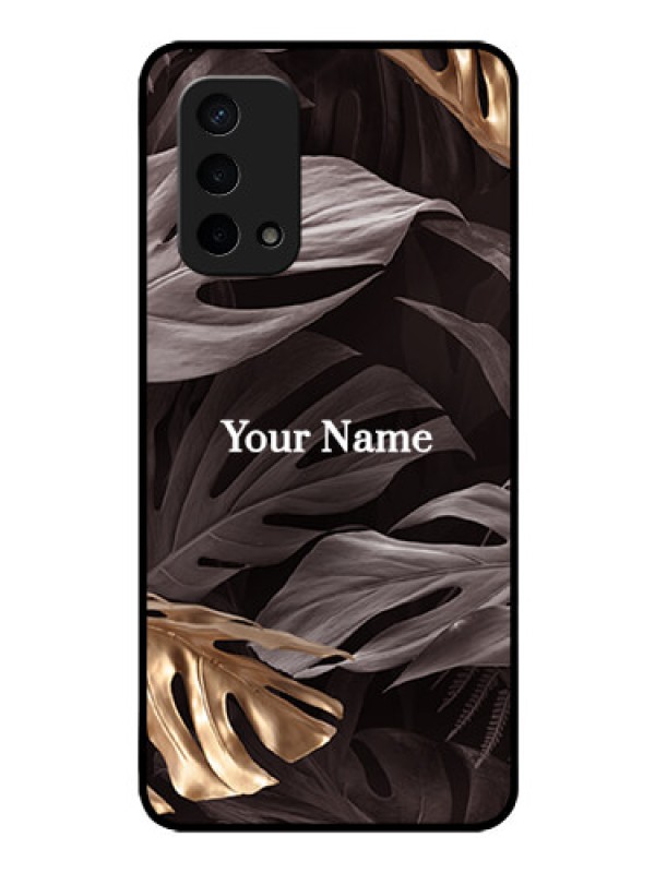 Custom Oppo A74 5G Personalised Glass Phone Case - Wild Leaves digital paint Design