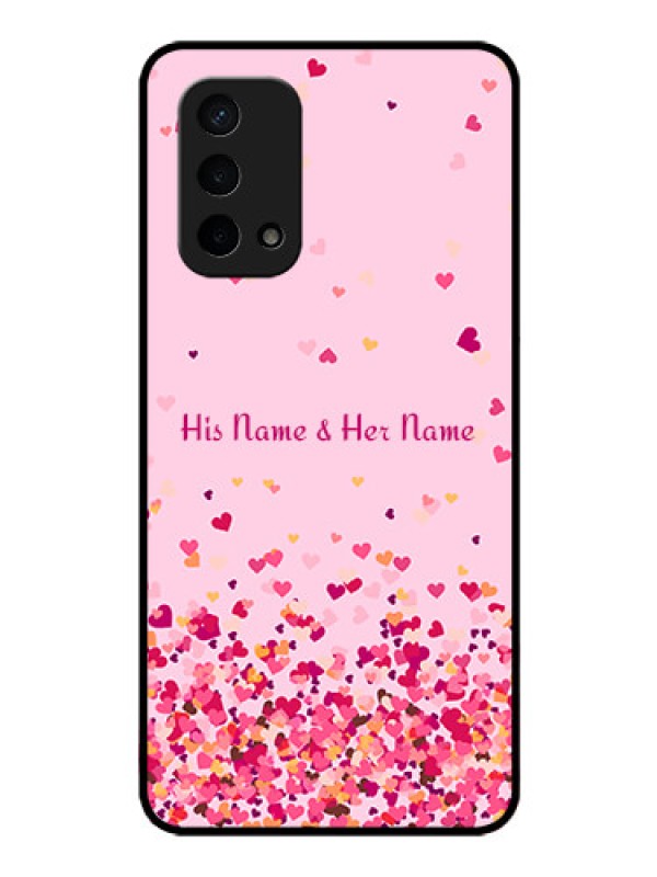 Custom Oppo A74 5G Photo Printing on Glass Case - Floating Hearts Design
