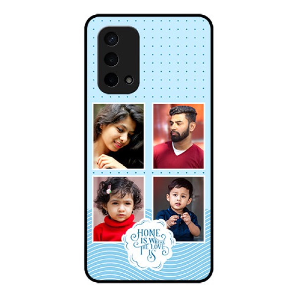 Oppo A74 5G Custom Glass Phone Case - Cute love quote with 4 pic upload Design