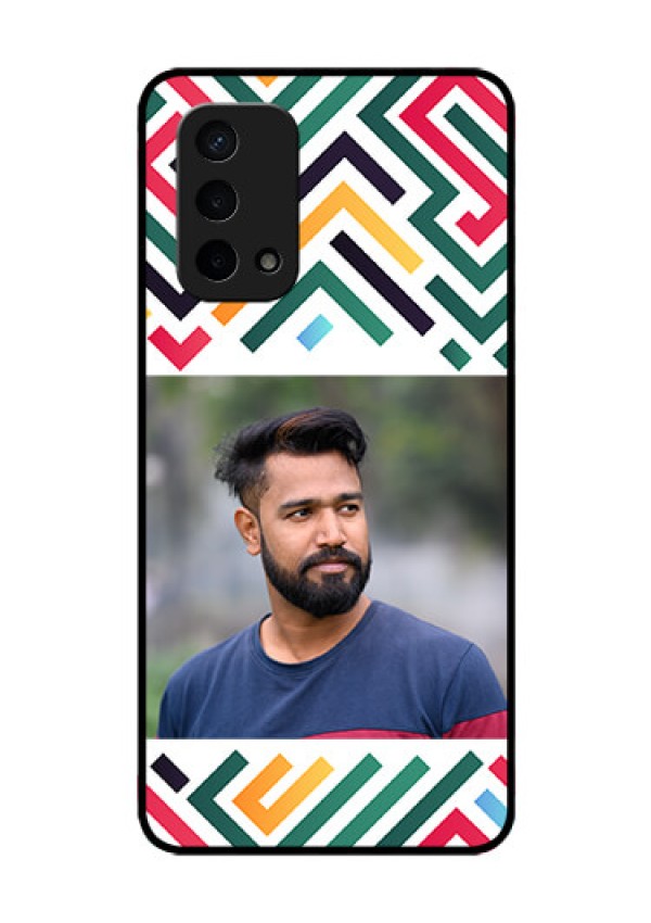 Oppo A74 5G Personalized Glass Phone Case - Colorful Maze Pattern Design