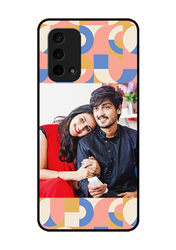Oppo A74 5G Photo Printing on Glass Case - Semi-circle Maze Pattern Design